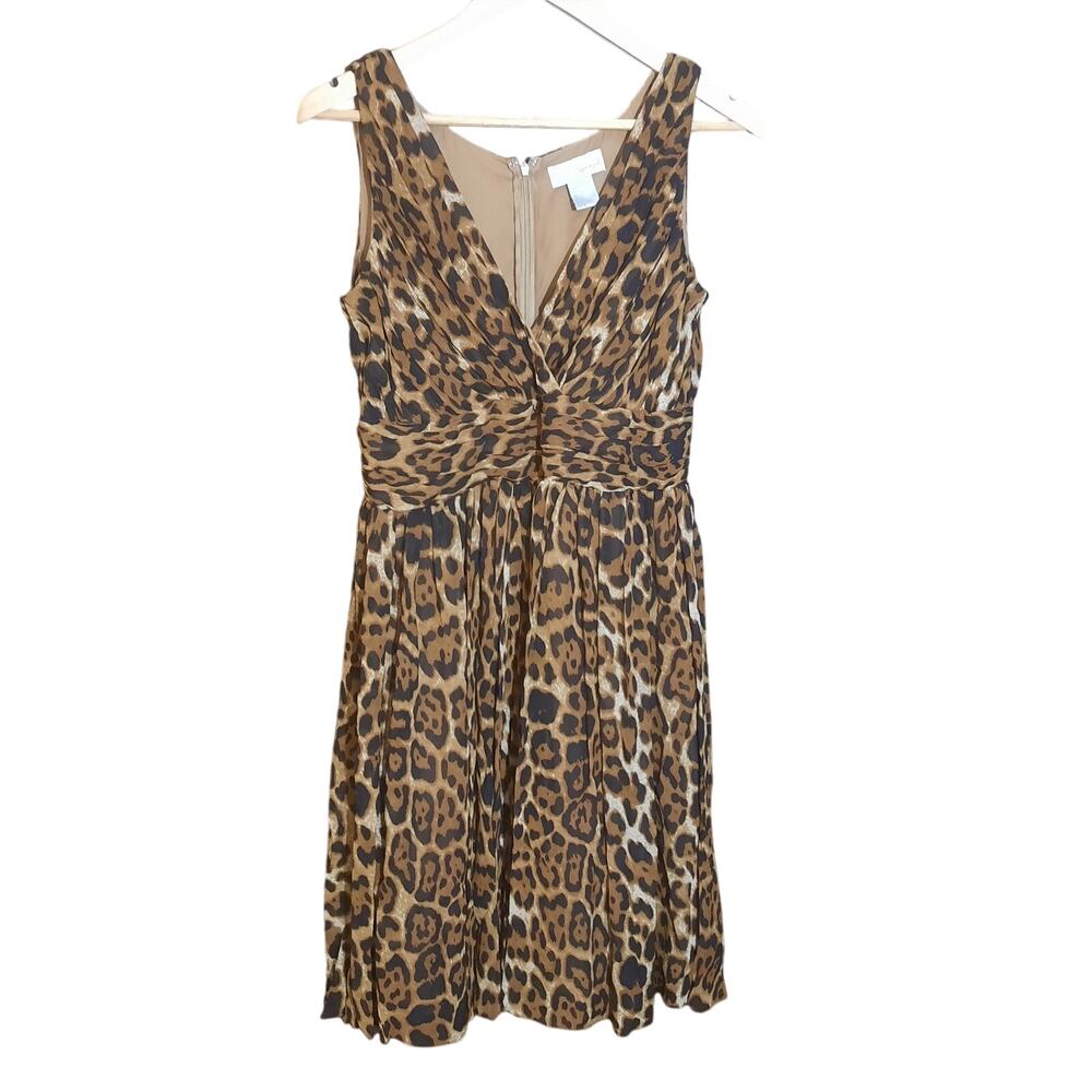 Spiegel Womens Sleeveless 100% Silk Leopard Print Lined Dress Size 8